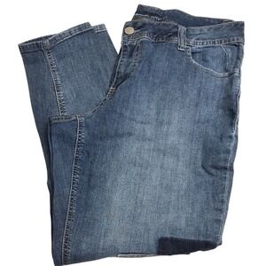 Lane Bryant Skinny Jeans Women's Size 16 Blue Distressed Patches Tapered Leg